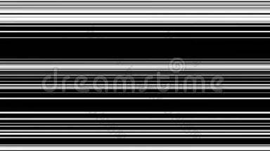 单色闪烁霓虹灯线在许多水平直线上流动在黑色背景上，无缝循环。动画